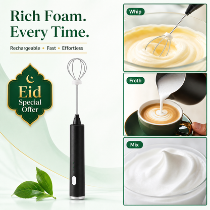 EidGhar Café Frother — USB Rechargeable Coffee Beater